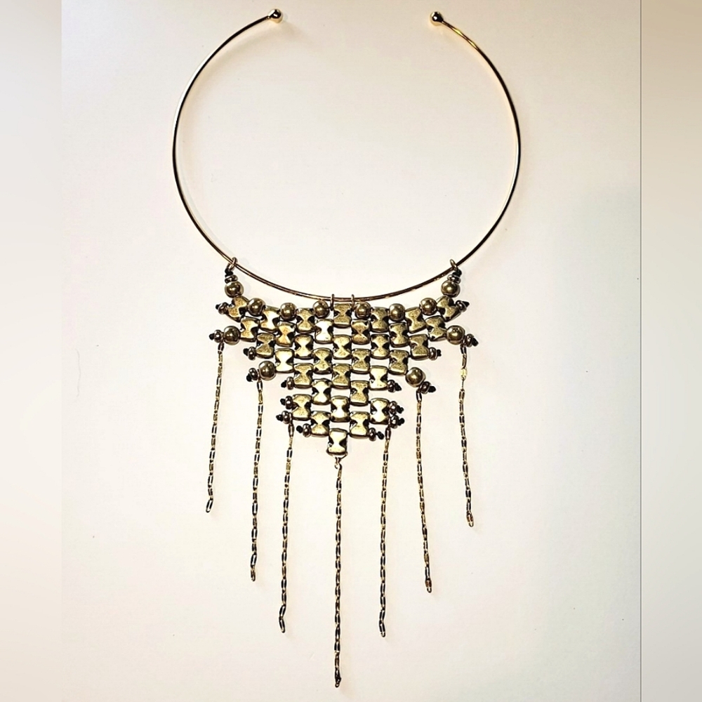 SOLD!!! ANTHROPOLOGIE PALMIRA BIB NECKLACE - GOLDTONE - Picture 8 of 9